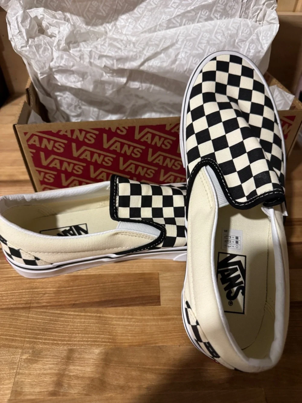Vans Slip-On Sneakers in Black and White Checkerboard - Picture 2 of 6